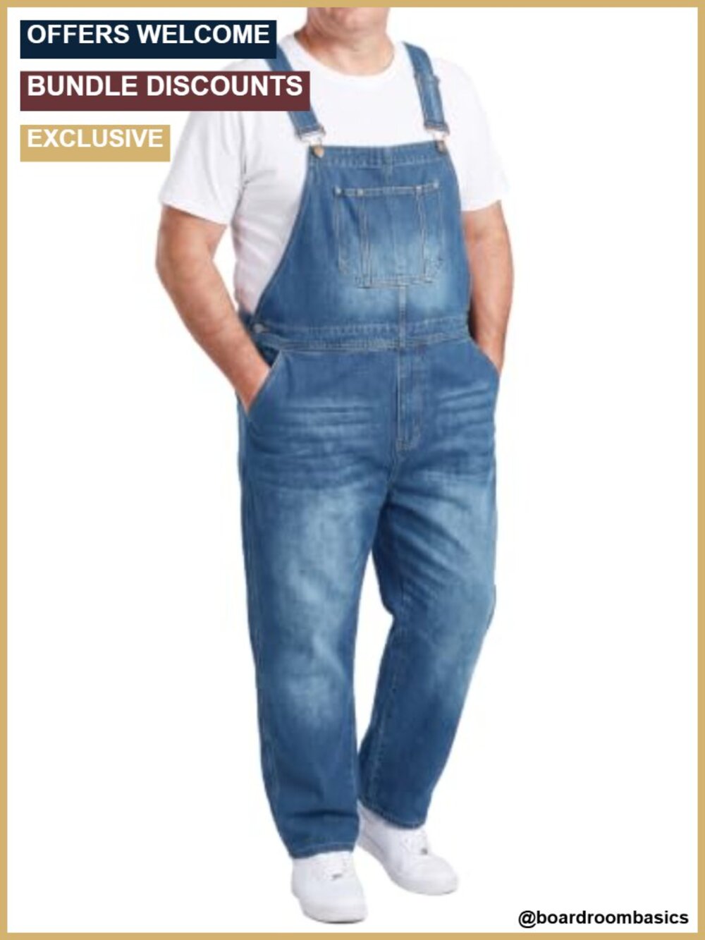 Mens Denim Bib Overalls Big Tall Cotton Blend Work Jumpsuit Straight Leg